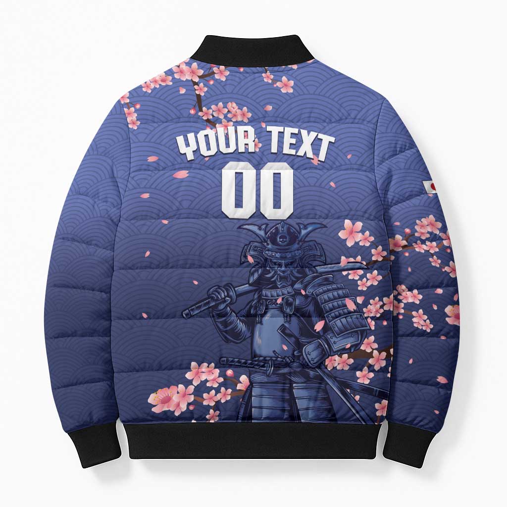 Japan 2026 Baseball Custom Bomber Puffer Jacket Come On Samurai Sakura Pattern - Wonder Print Shop