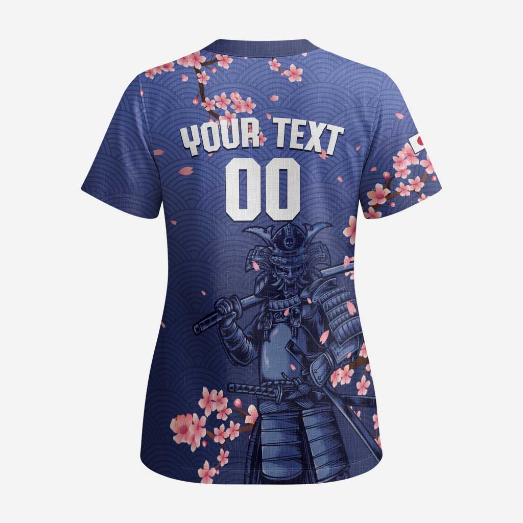 Japan 2026 Baseball Custom Scrub Top Come On Samurai Sakura Pattern - Wonder Print Shop