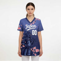 Japan 2026 Baseball Custom Scrub Top Come On Samurai Sakura Pattern - Wonder Print Shop