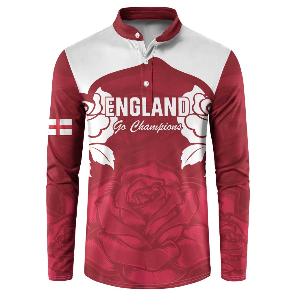 Custom England Rugby 2025 Button Sweatshirt Go Champions Red Rose