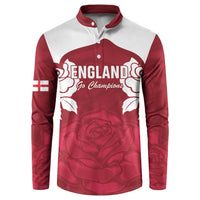 Red/white England rugby button sweatshirt with ENGLAND Go Champions logo and rose