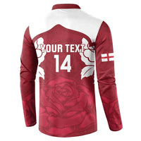 Red/white England rugby button sweatshirt back with Your Text and large 14