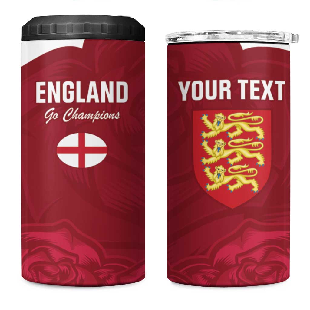 Custom England Rugby 2025 4 in 1 Can Cooler Tumbler Go Champions Red Rose