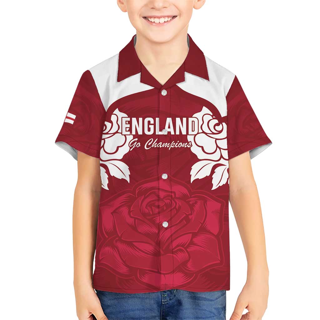 Custom England Rugby 2025 Kid Hawaiian Shirt Go Champions Red Rose - Wonder Print Shop