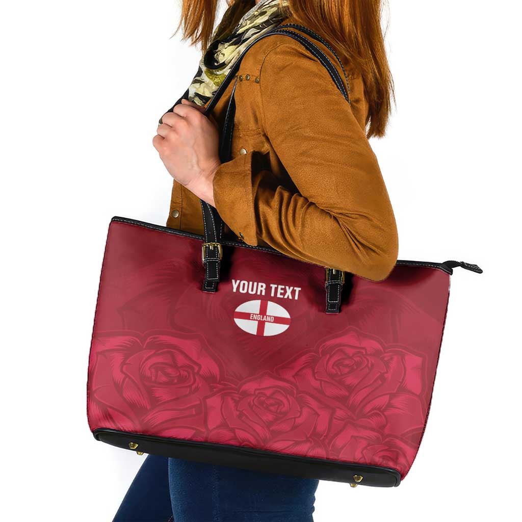 Custom England Rugby 2025 Leather Tote Bag Go Champions Red Rose