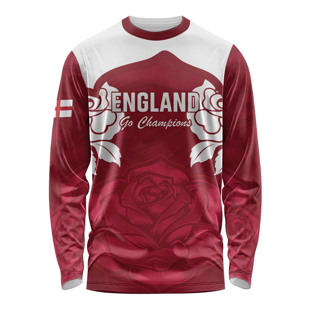 Custom England Rugby 2025 Long Sleeve Shirt Go Champions Red Rose - Wonder Print Shop