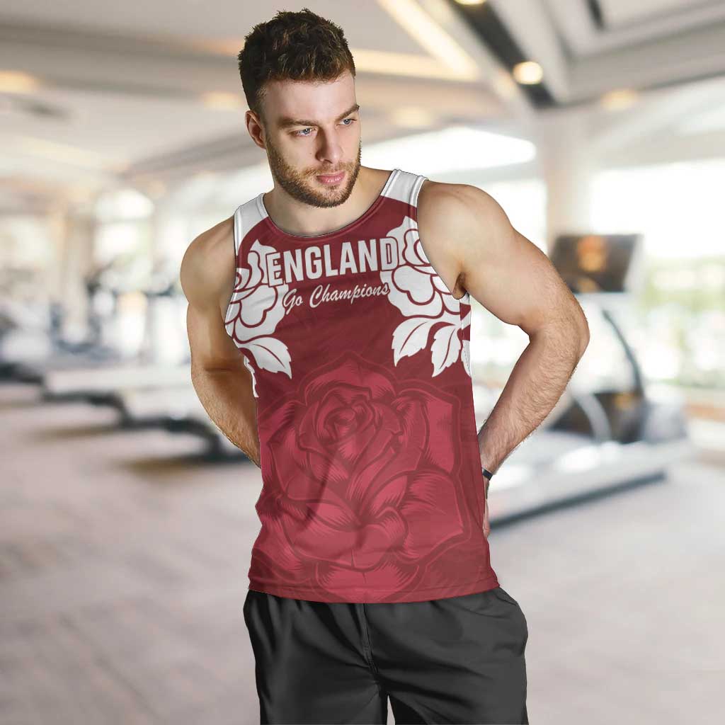 Custom England Rugby 2025 Men Tank Top Go Champions Red Rose