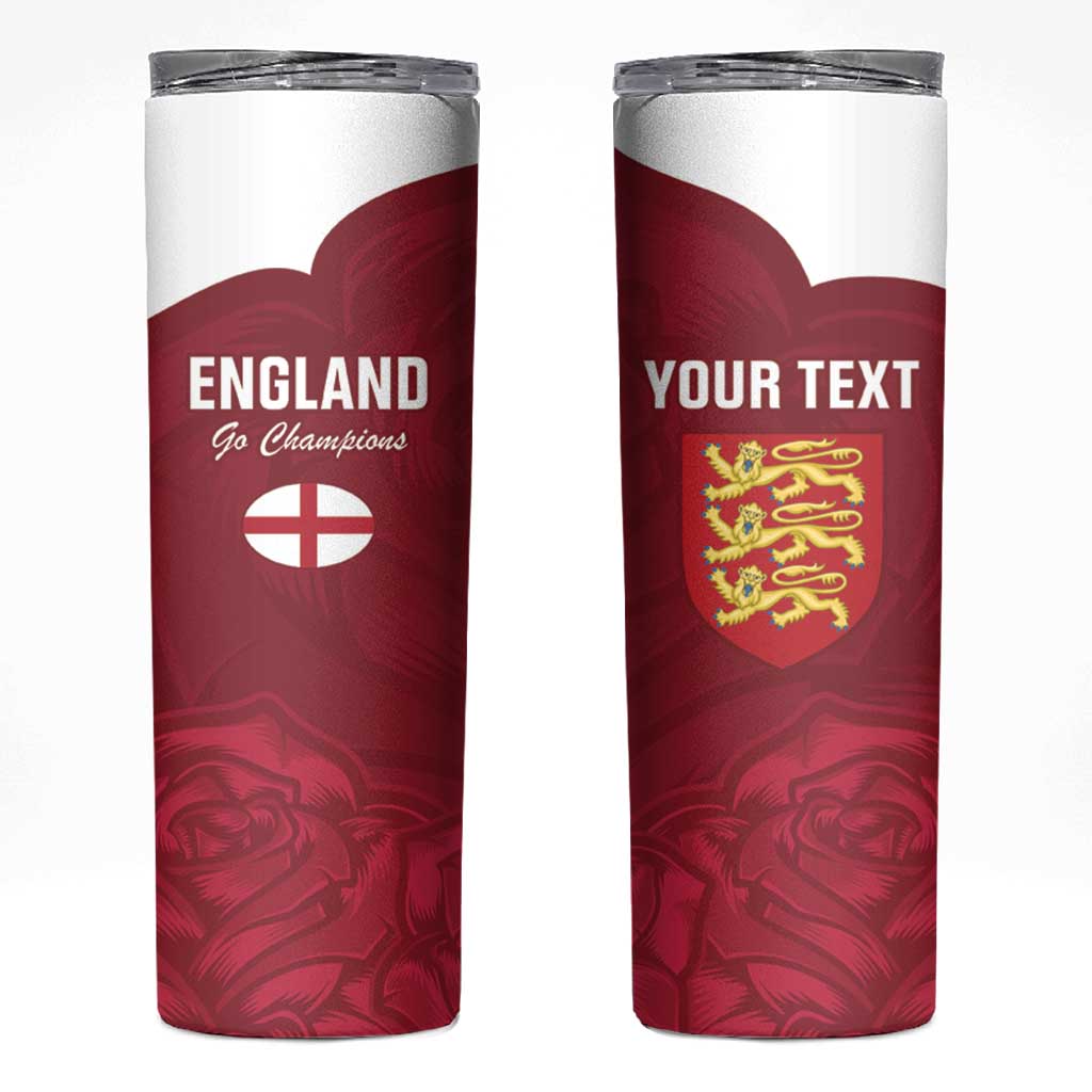 Custom England Rugby 2025 Skinny Tumbler Go Champions Red Rose