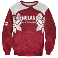 Unisex rugby sweatshirt in heather gray with red sleeves, England Go Champions print