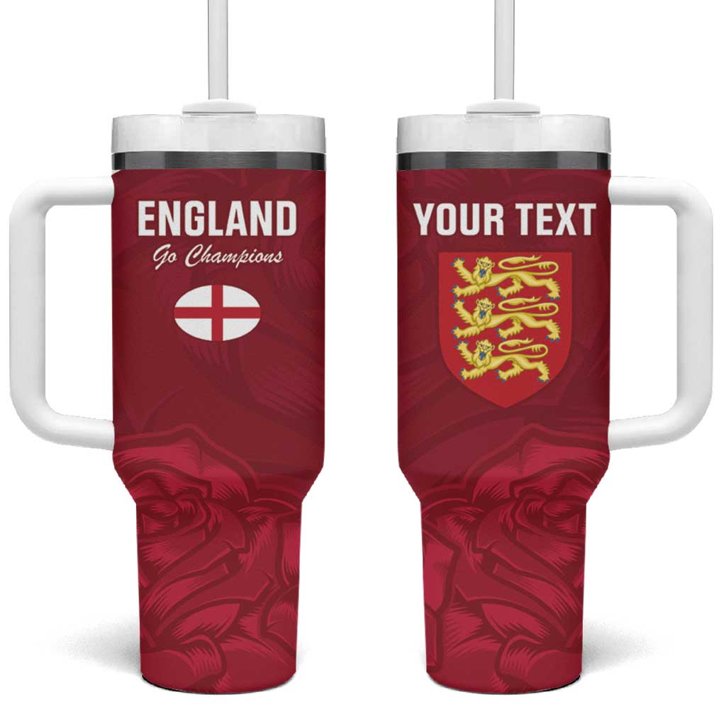 Custom England Rugby 2025 Tumbler With Handle Go Champions Red Rose