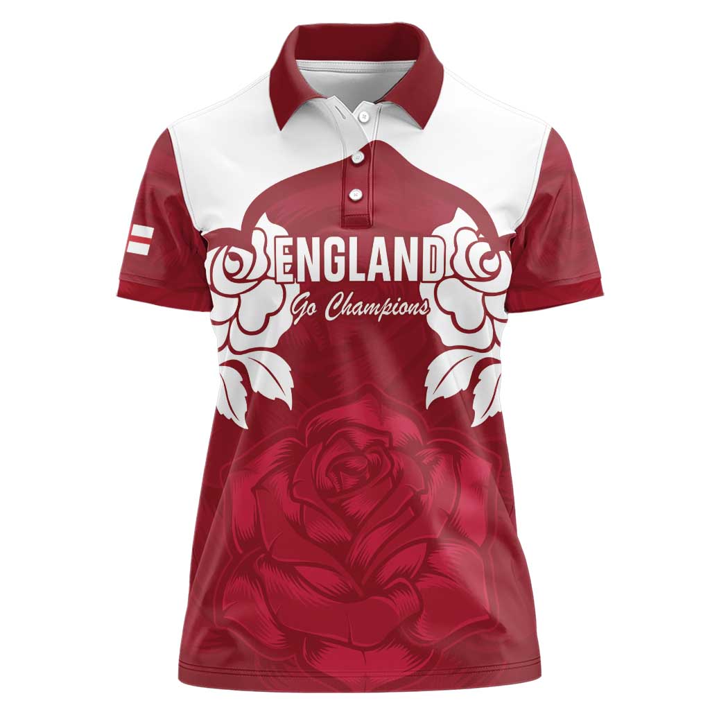 Custom England Rugby 2025 Women Polo Shirt Go Champions Red Rose