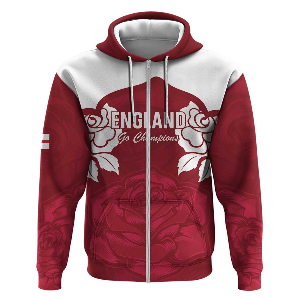 Custom England Rugby 2025 Zip Hoodie Go Champions Red Rose