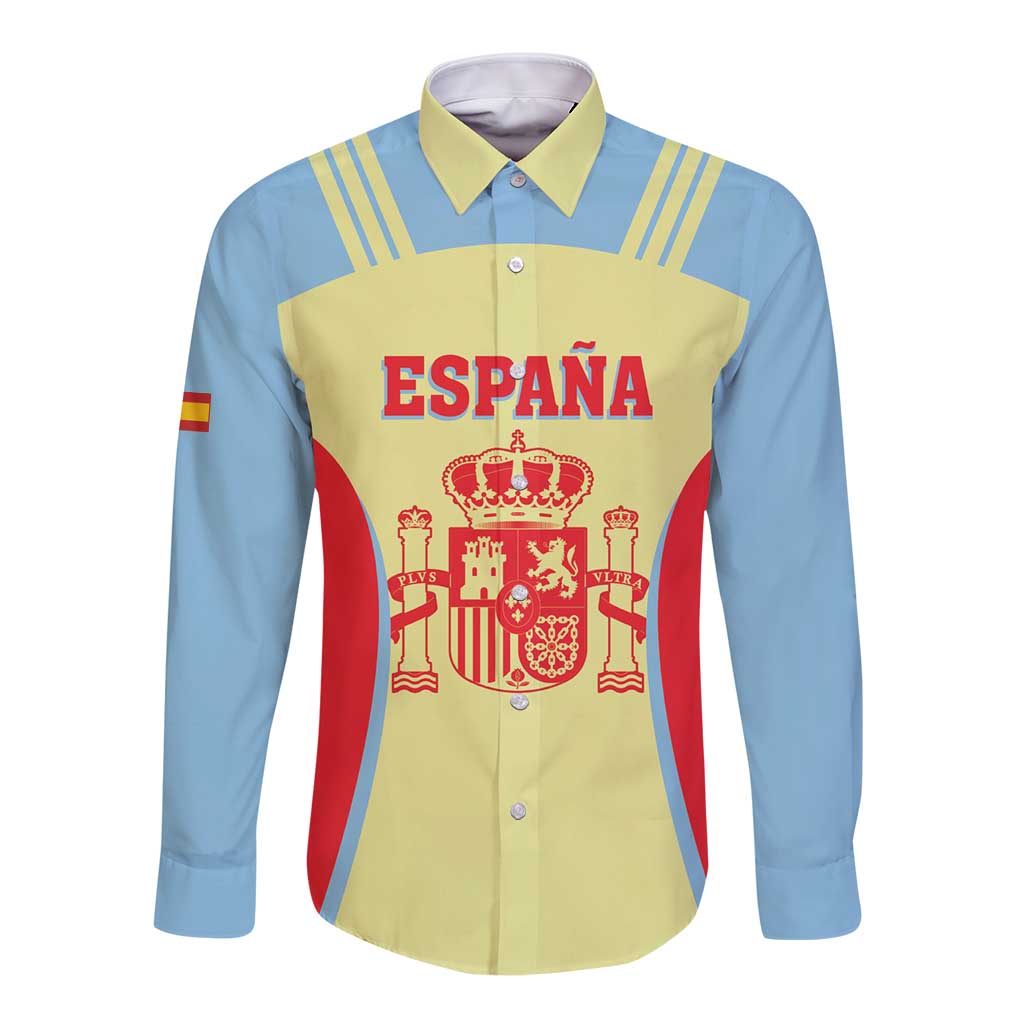 Spain 2026 Football Custom Long Sleeve Button Shirt Espana La Roja Sporty Style