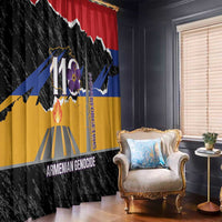 Armenian remembrance printed window curtain pair with map graphic and “Never Forget” text