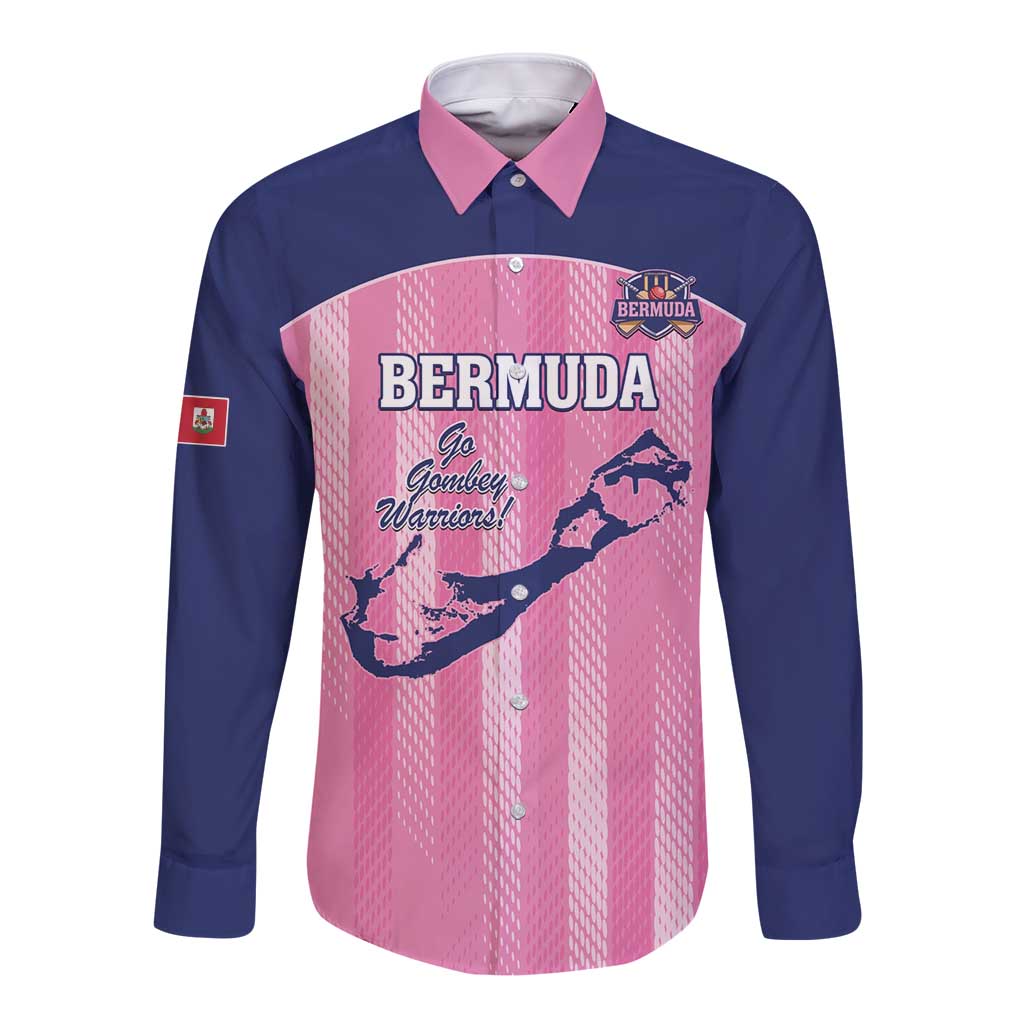 Custom Bermuda Cricket Long Sleeve Button Shirt Go Gombey Warriors