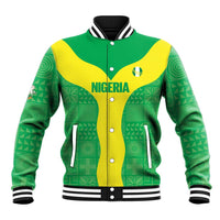 Custom Nigeria Cricket Baseball Jacket Go Yellow Greens - Wonder Print Shop