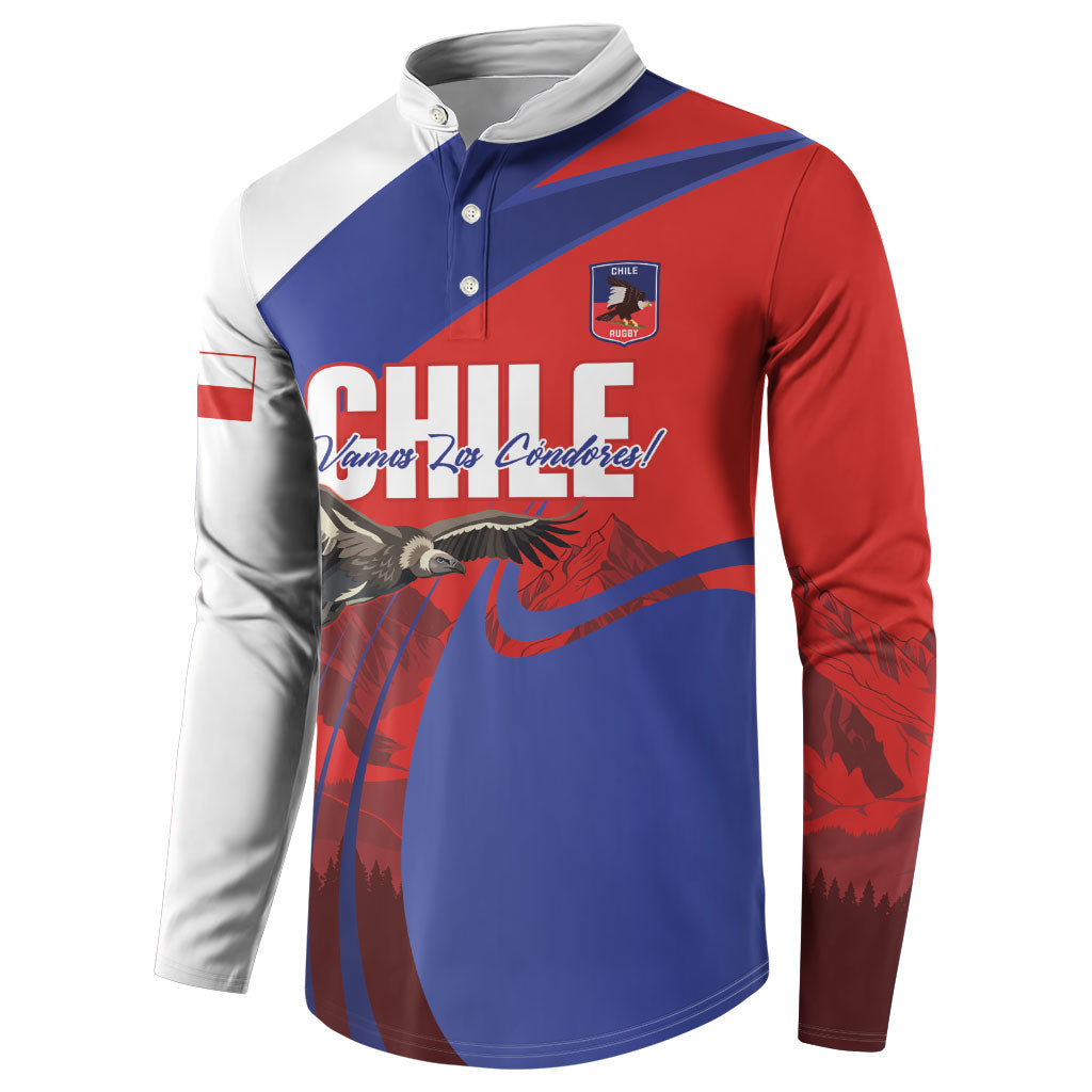 Custom Chile Rugby 2026 Button Sweatshirt Vamos Los Condores Red Version