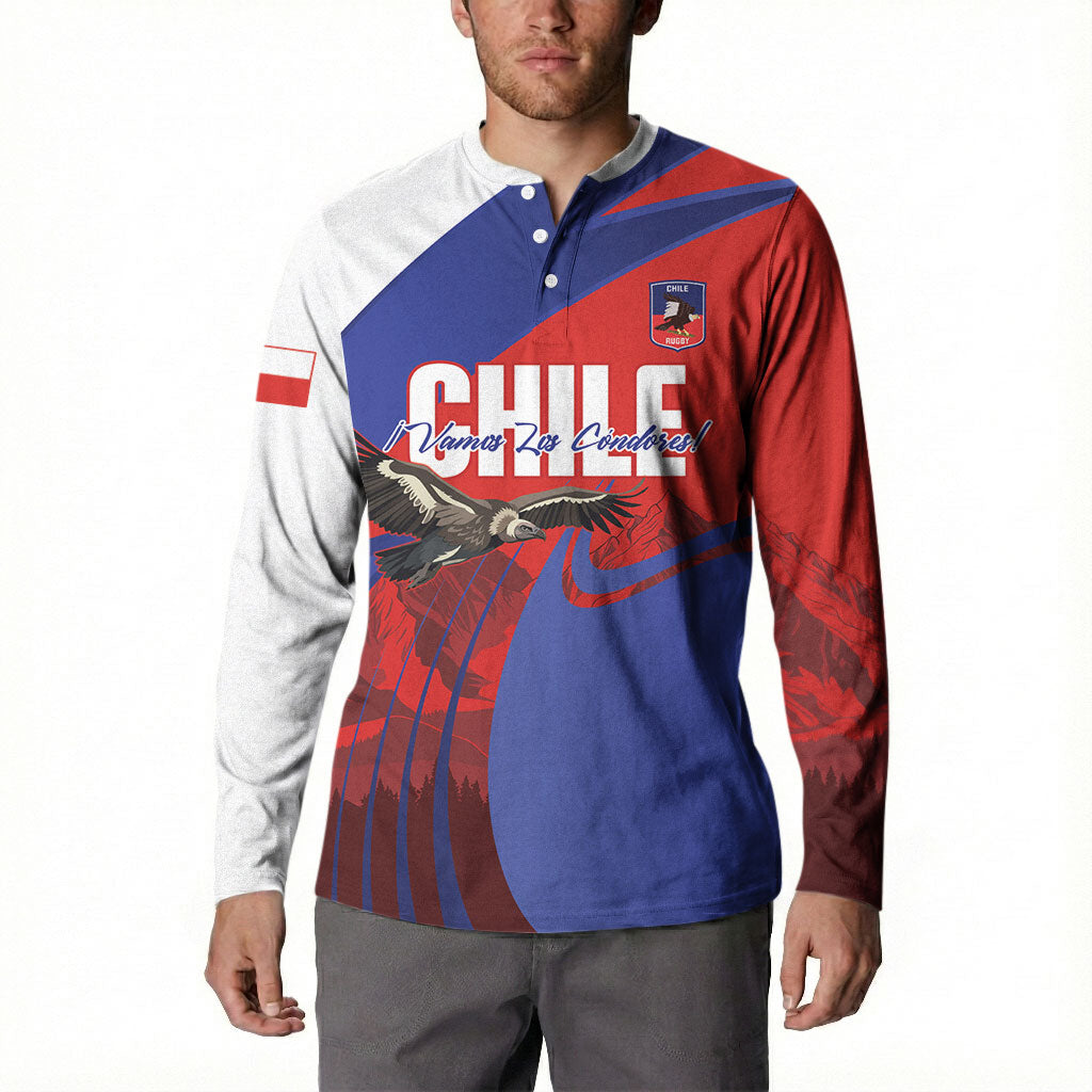 Custom Chile Rugby 2026 Button Sweatshirt Vamos Los Condores Red Version
