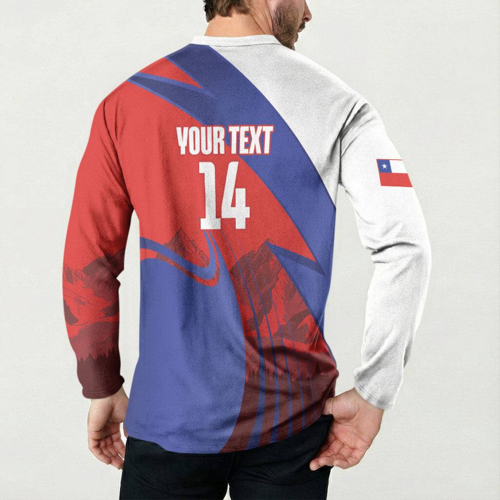 Custom Chile Rugby 2026 Button Sweatshirt Vamos Los Condores Red Version