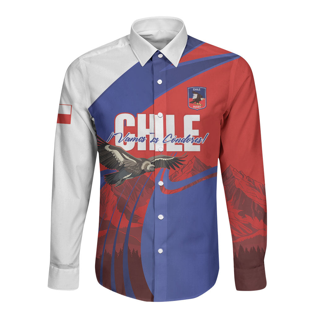 Custom Chile Rugby 2026 Long Sleeve Button Shirt Vamos Los Condores Red Version