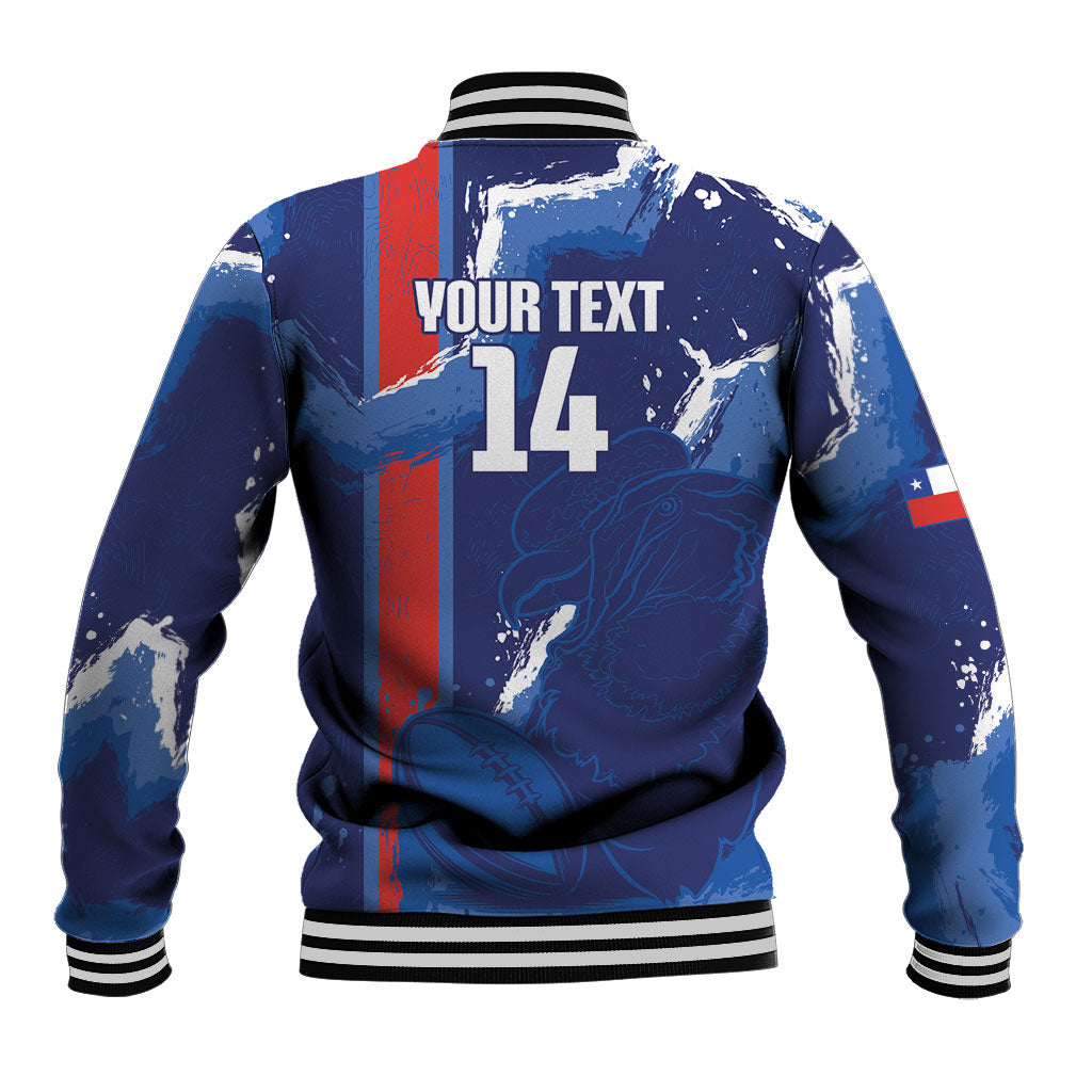 Custom Chile Rugby 2026 Baseball Jacket Vamos Los Condores Grunge Blue Version
