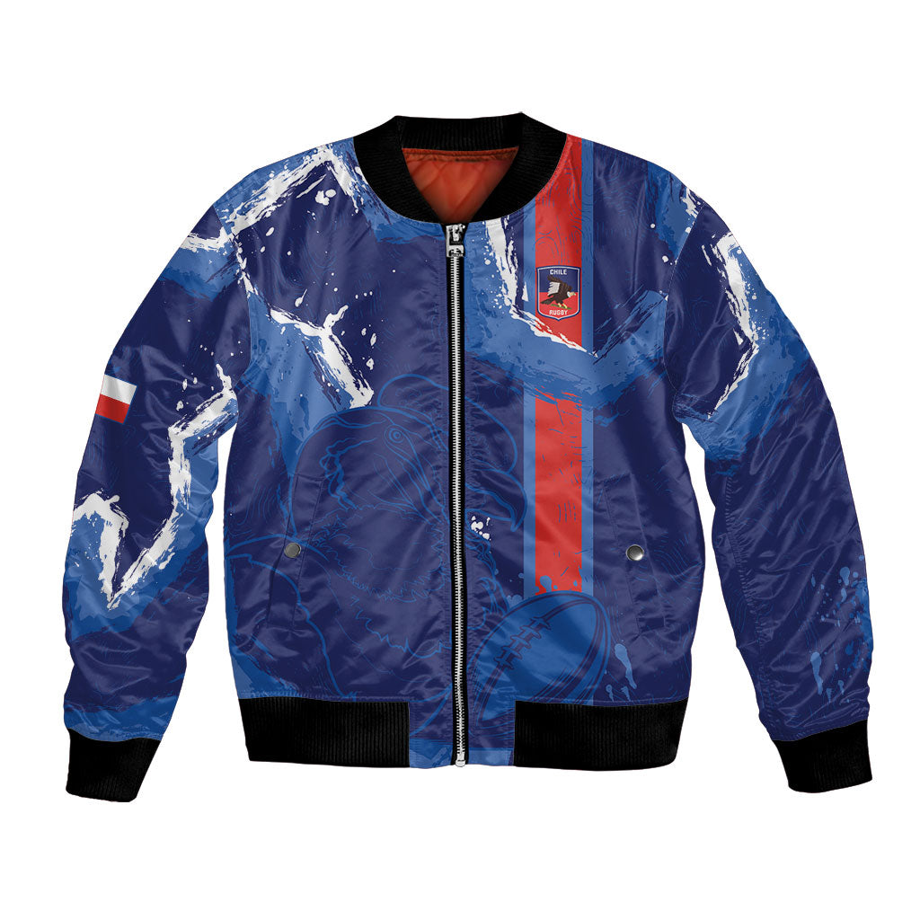 Custom Chile Rugby 2026 Bomber Jacket Vamos Los Condores Grunge Blue Version