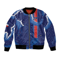 Custom Chile Rugby 2026 Bomber Jacket Vamos Los Condores Grunge Blue Version