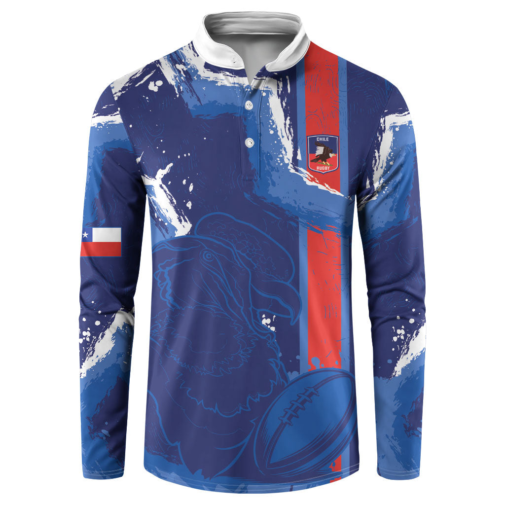 Custom Chile Rugby 2026 Button Sweatshirt Vamos Los Condores Grunge Blue Version