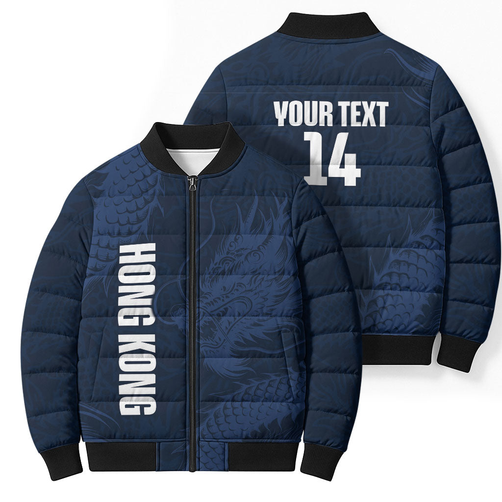 Custom Hong Kong Rugby 2026 Bomber Puffer Jacket Go Dragon Blue Version