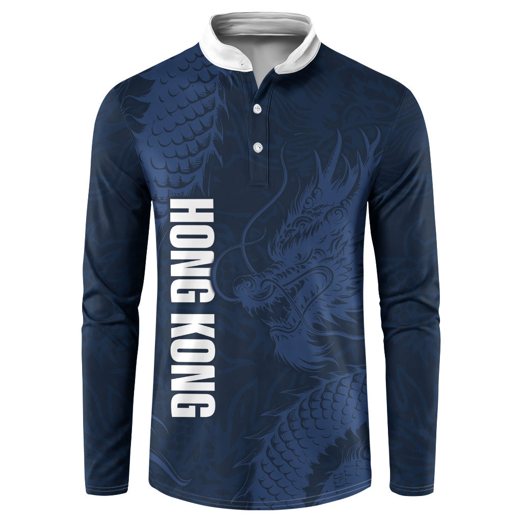Custom Hong Kong Rugby 2026 Button Sweatshirt Go Dragon Blue Version