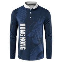 Custom Hong Kong Rugby 2026 Button Sweatshirt Go Dragon Blue Version