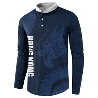 Custom Hong Kong Rugby 2026 Button Sweatshirt Go Dragon Blue Version