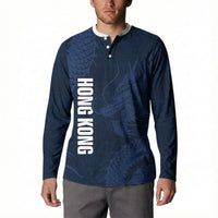 Custom Hong Kong Rugby 2026 Button Sweatshirt Go Dragon Blue Version
