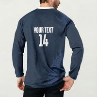 Custom Hong Kong Rugby 2026 Button Sweatshirt Go Dragon Blue Version