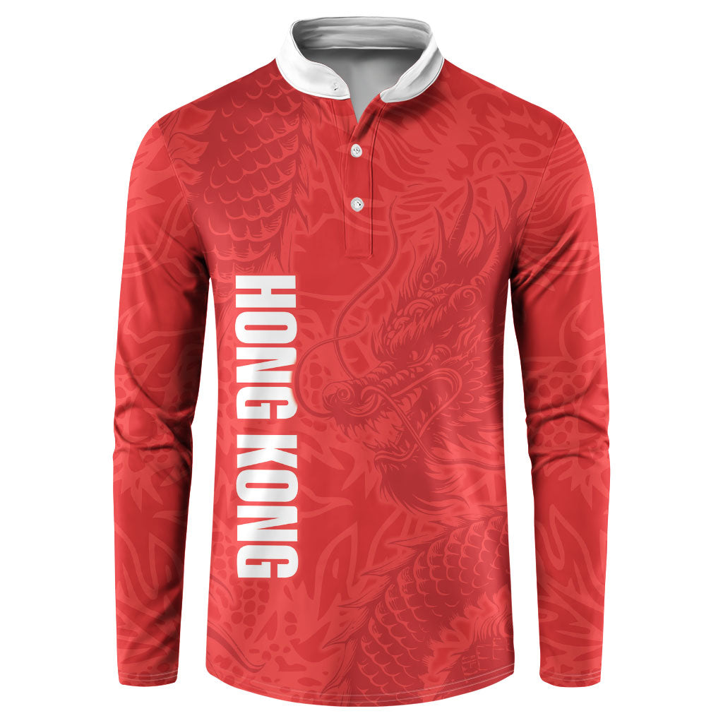 Custom Hong Kong Rugby 2026 Button Sweatshirt Go Dragon Red Version