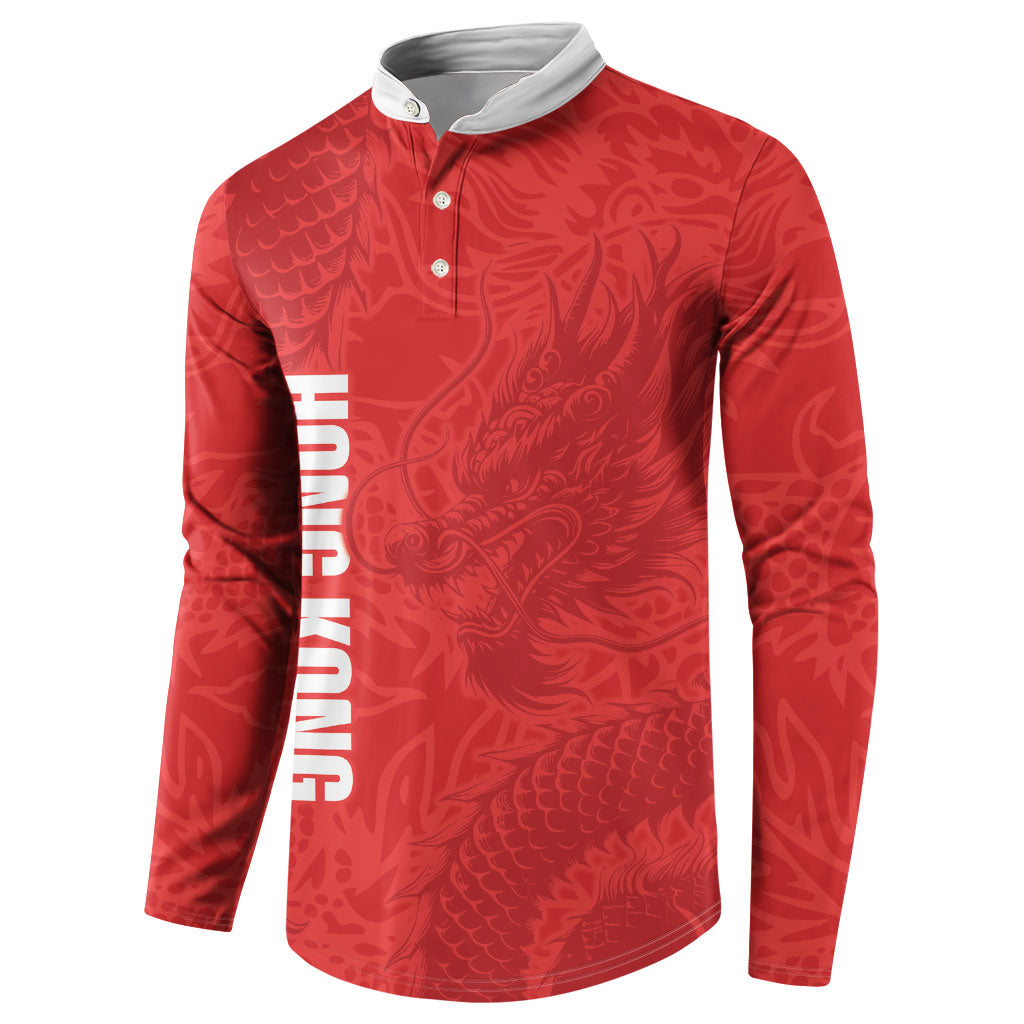 Custom Hong Kong Rugby 2026 Button Sweatshirt Go Dragon Red Version