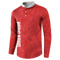 Custom Hong Kong Rugby 2026 Button Sweatshirt Go Dragon Red Version