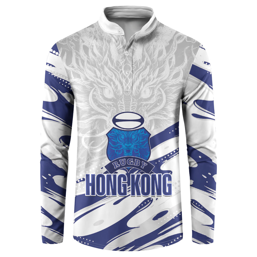 Custom Hong Kong Rugby 2026 Button Sweatshirt Go Dragon White Version