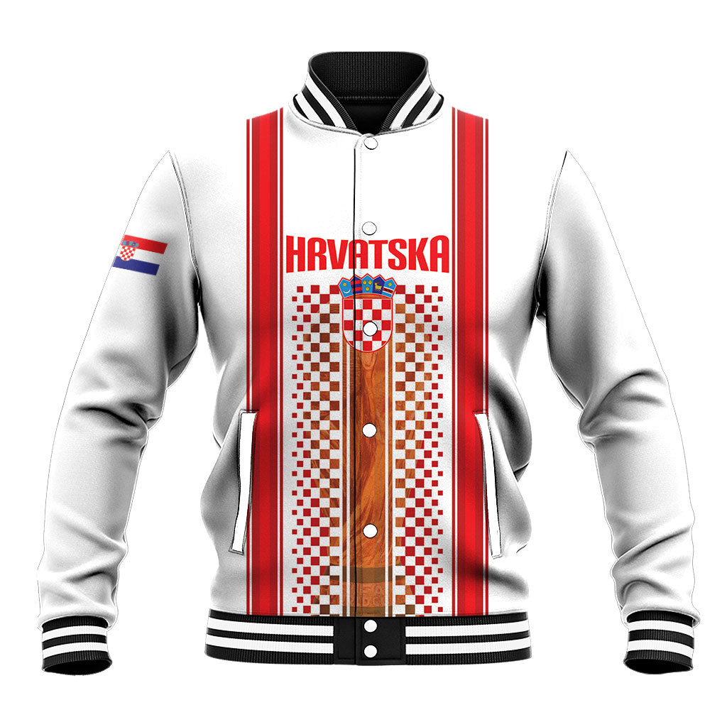 Custom Croatia Football 2026 Baseball Jacket Hrvatska Checkerboard Trophy Style