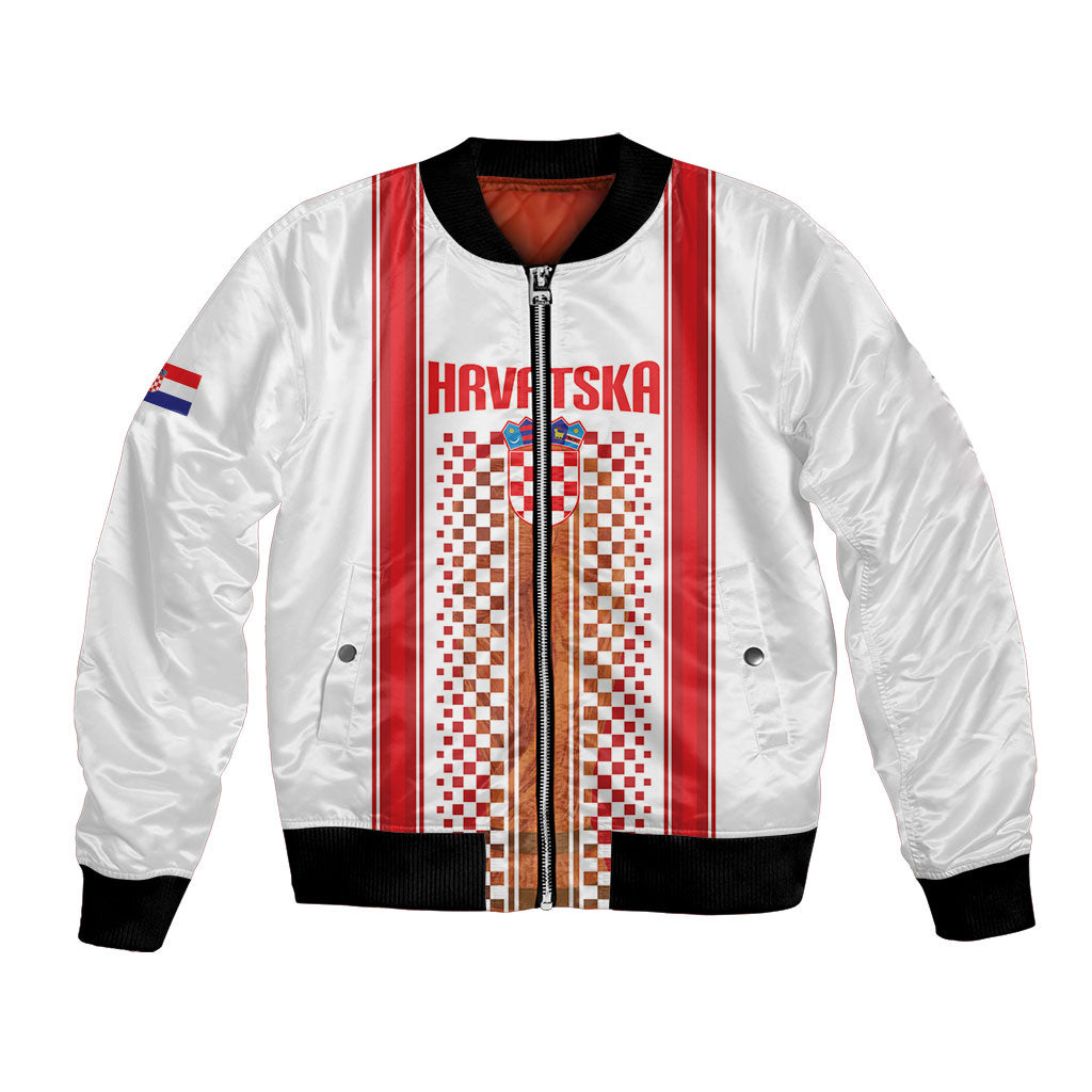 Custom Croatia Football 2026 Bomber Jacket Hrvatska Checkerboard Trophy Style