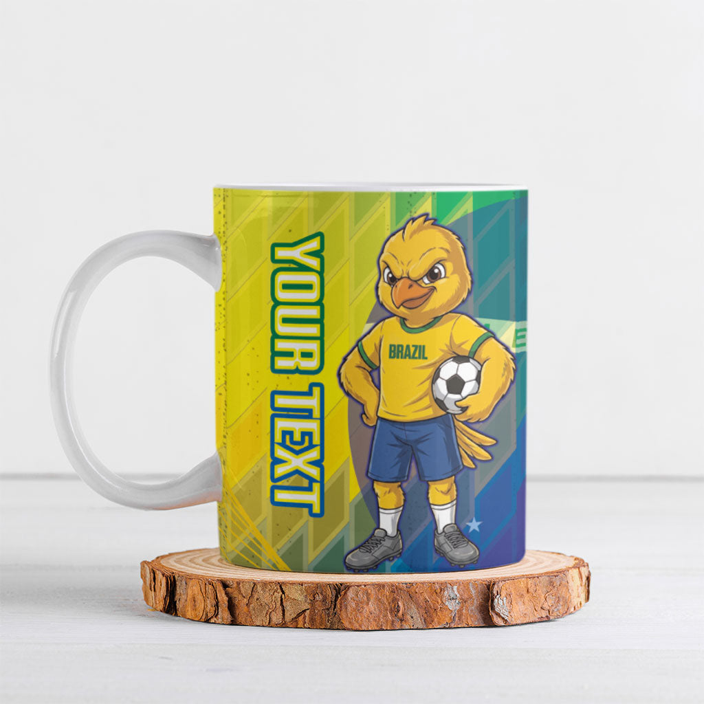 Custom Brazil Football 2026 Ceramic Mug Canarinho Mascot Bate no Peito