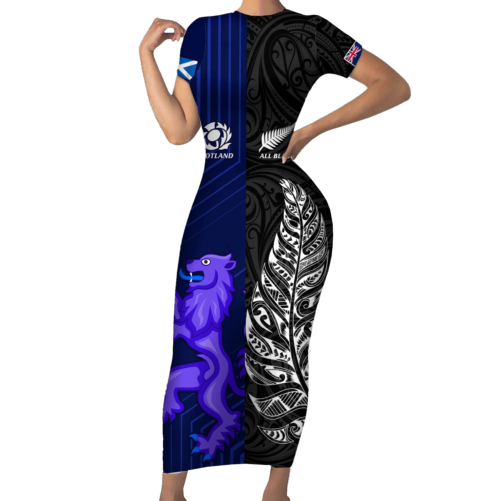 new-zealand-and-scotland-rugby-short-sleeve-bodycon-dress-all-black-maori-with-thistle-together