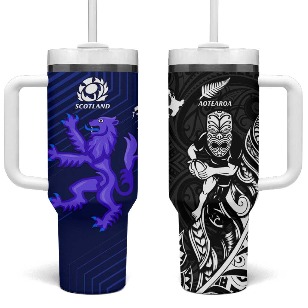 New Zealand and Scotland Rugby Tumbler With Handle All Black Maori With Thistle Together