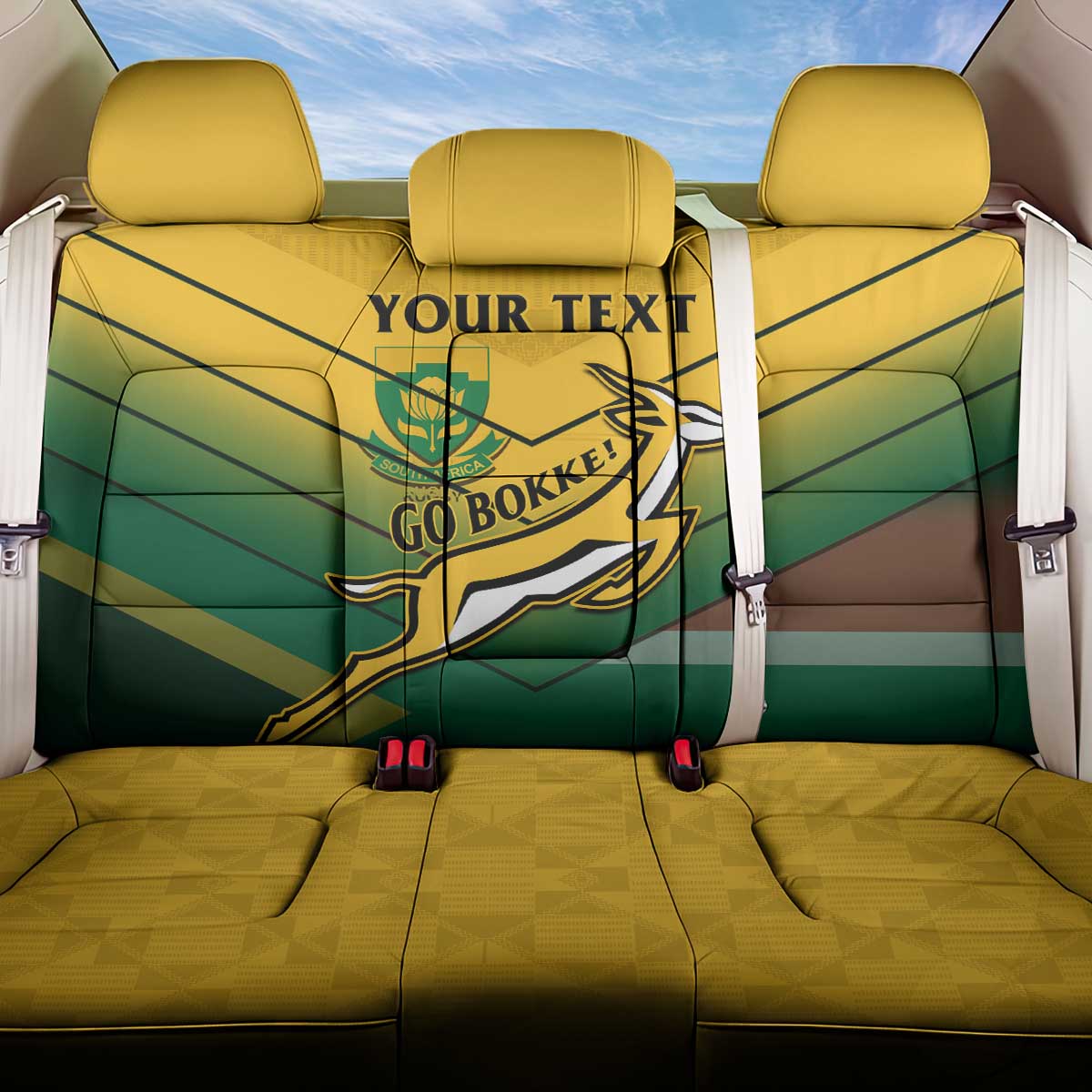 Custom South Africa Rugby Back Car Seat Cover Springboks Go Champions African Pattern - Wonder Print Shop