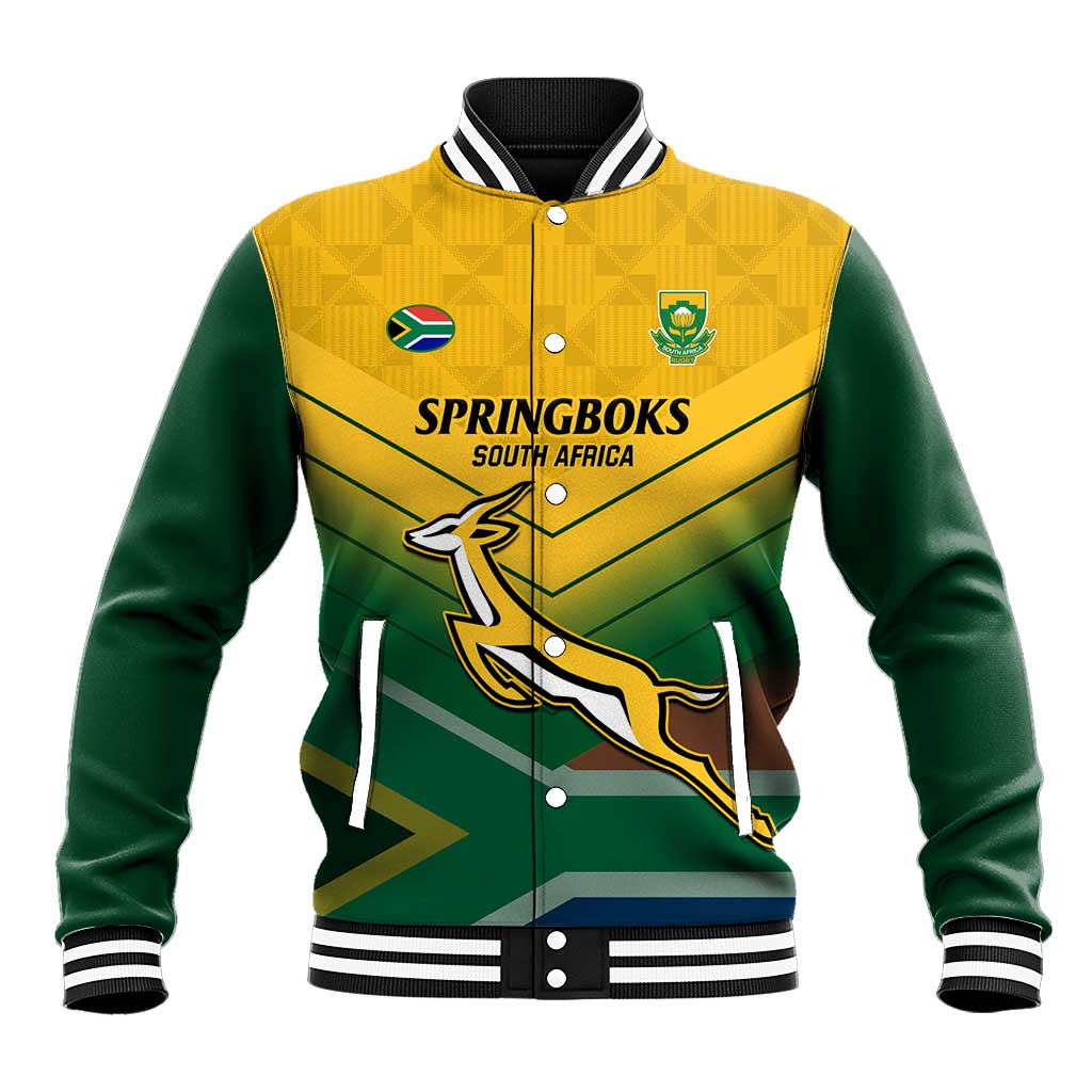 Custom South Africa Rugby Baseball Jacket Springboks Go Champions African Pattern - Wonder Print Shop