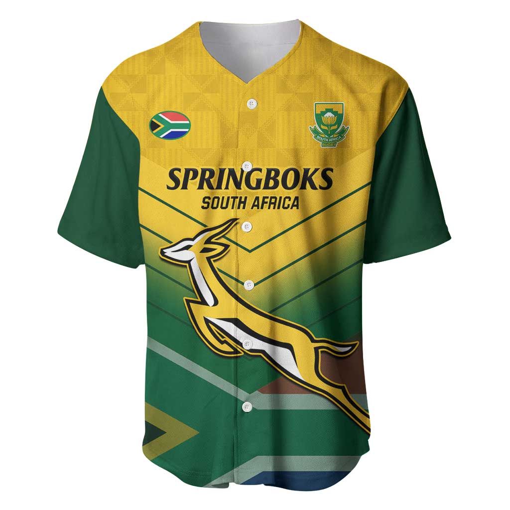 Custom South Africa Rugby Baseball Jersey Springboks Go Champions African Pattern - Wonder Print Shop