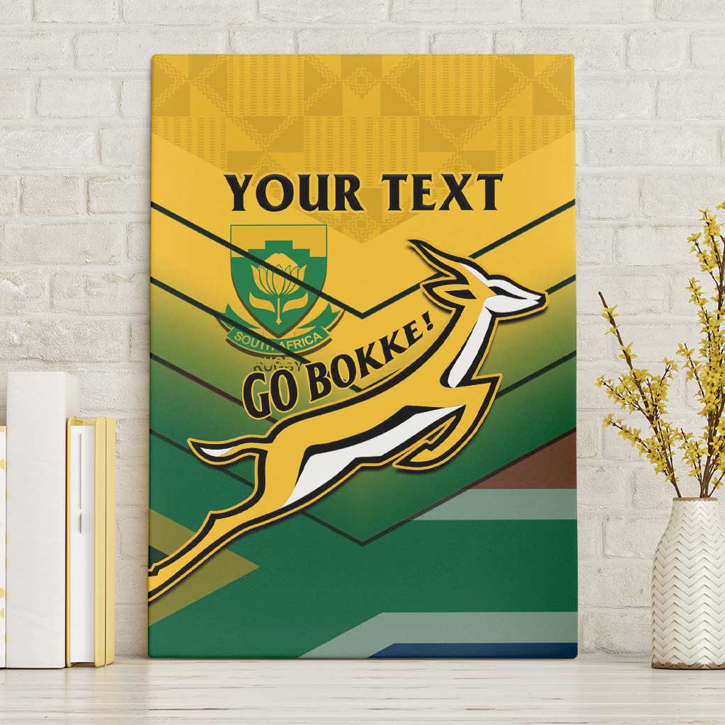 Custom South Africa Rugby Canvas Wall Art Springboks Go Champions African Pattern - Wonder Print Shop