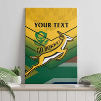 Green and yellow canvas wall art with bold “YOUR TEXT” and Springbok graphic