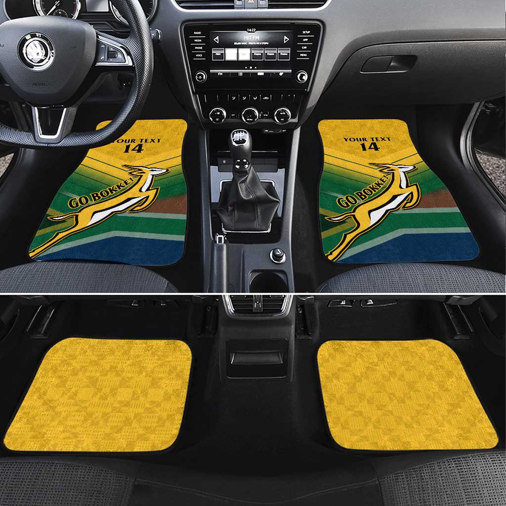 Custom South Africa Rugby Car Mats Springboks Go Champions African Pattern - Wonder Print Shop