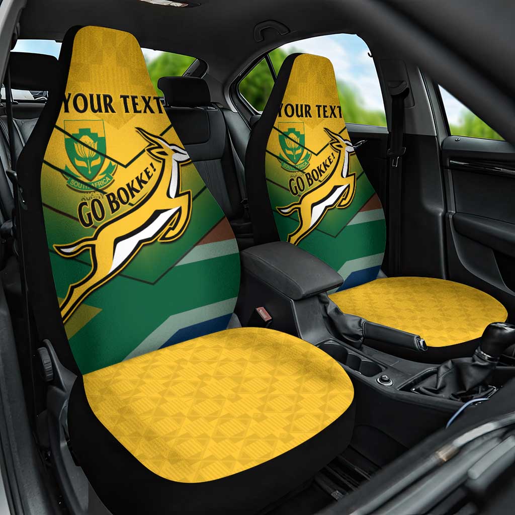 Custom South Africa Rugby Car Seat Cover Springboks Go Champions African Pattern - Wonder Print Shop